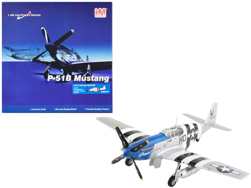 North American P 51C Mustang Fighter Aircraft Princess Elizabeth Gathering of Mustangs and Legends United Kingdom 2007 United States Air Force Air Power Series 1/48 Diecast Model Hobby Master HA8516