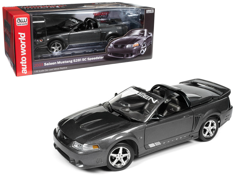 2003 Ford Mustang Saleen S281 SC Speedster Dark Shadow Gray Metallic American Muscle Series 1/18 Diecast Model Car Auto World AMM1306