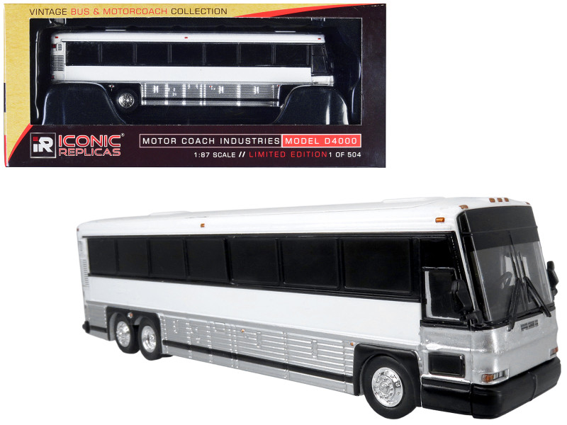 2001 MCI D4000 Coach Bus Plain White Vintage Bus & Motorcoach Collection Limited Edition to 504 pieces Worldwide 1/87 HO Diecast Model Iconic Replicas 87-0483