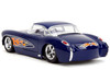 1957 Chevrolet Corvette Dark Blue with Flame Graphics and White Interior Bigtime Muscle Series 1/24 Diecast Model Car Jada 35031