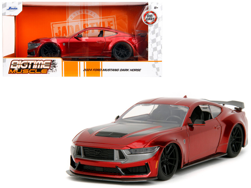 2024 Ford Mustang Dark House Candy Red with Gray Hood Bigtime Muscle Series 1/24 Diecast Model Car Jada 35277