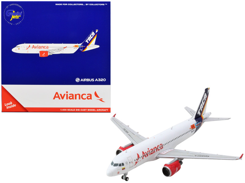 Airbus A320 Commercial Aircraft Avianca Airlines White with Tail Stripes 1/400 Diecast Model Airplane GeminiJets GJ2190