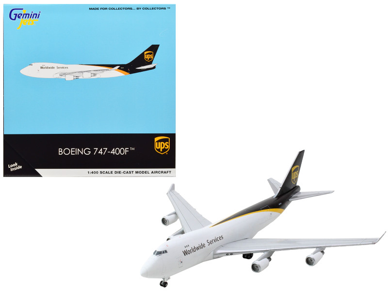 Boeing 747 400F Commercial Aircraft UPS Worldwide Services White with Brown Tail 1/400 Diecast Model Airplane  GeminiJets GJ2193