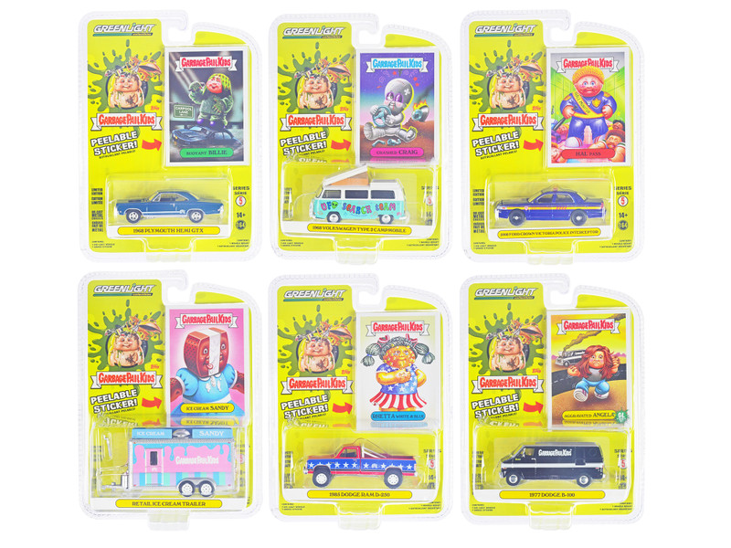 Garbage Pail Kids Set of 6 pieces Series 5 1/64 Diecast Models Greenlight 54090SET