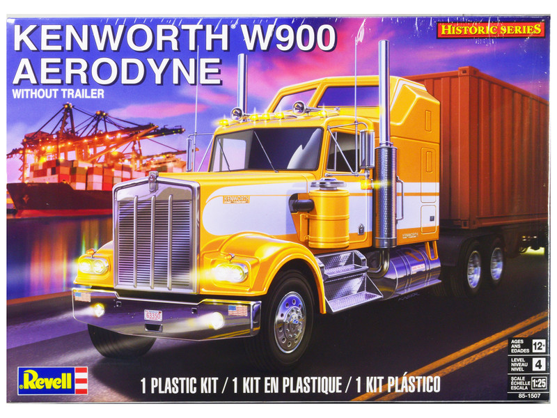 Level 4 Model Kit Kenworth W900 Aerodyne Truck Tractor Historic Series 1/25 Scale Model Revell 85-1507