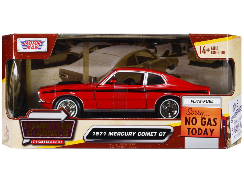 1971 Mercury Comet GT Red with Black Stripes Forgotten Classics Series 1/24 Diecast Model Car Motormax 79047R