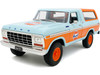 1978 Ford Bronco Light Blue and Orange Gulf Oil Gulf Die Cast Collection 1/24 Diecast Model Car Motormax 79662GULF