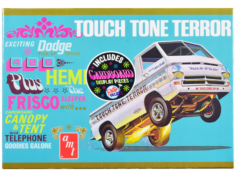 Skill 2 Model Kit 1966 Dodge A100 Pickup Truck Touch Tone Terror with Cardboard Accessories 1/25 Scale Model AMT AMT1389