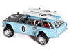 Datsun Kaido 510 Wagon 4x4 RHD Right Hand Drive Light Blue with Carbon Hood with Surfboards on Roof Winter Holiday Edition Designed by Jun Imai Kaido House Special 1/64 Diecast Model Car True Scale Miniatures KHMG092