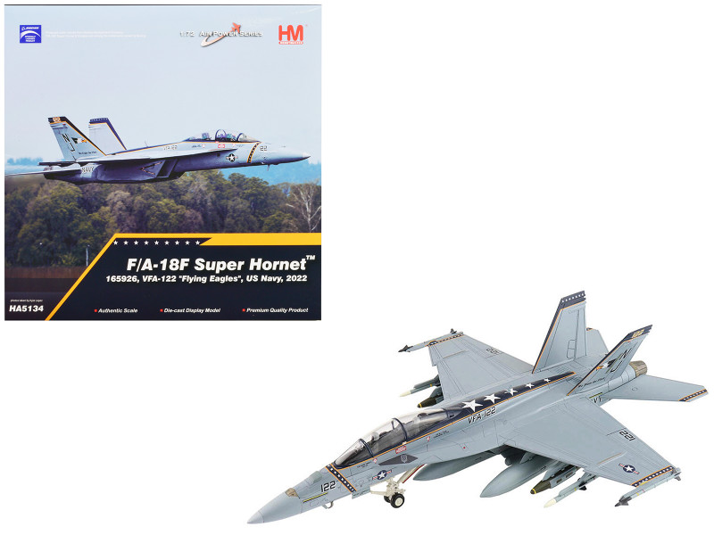 Boeing F A 18F Super Hornet Fighter Aircraft VFA 122 Flying Eagles 2022 United States Navy Air Power Series 1/72 Diecast Model Hobby Master HA5134