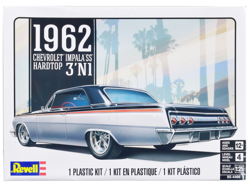 Level 4 Model Kit 1962 Chevrolet Impala Hardtop 3-in-1 Kit 1/25 Scale Model Revell 85-4466