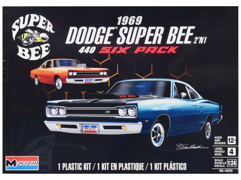 Level 4 Model Kit 1969 Dodge Super Bee 2-in-1 Kit 1/24 Scale Model Revell 85-4505