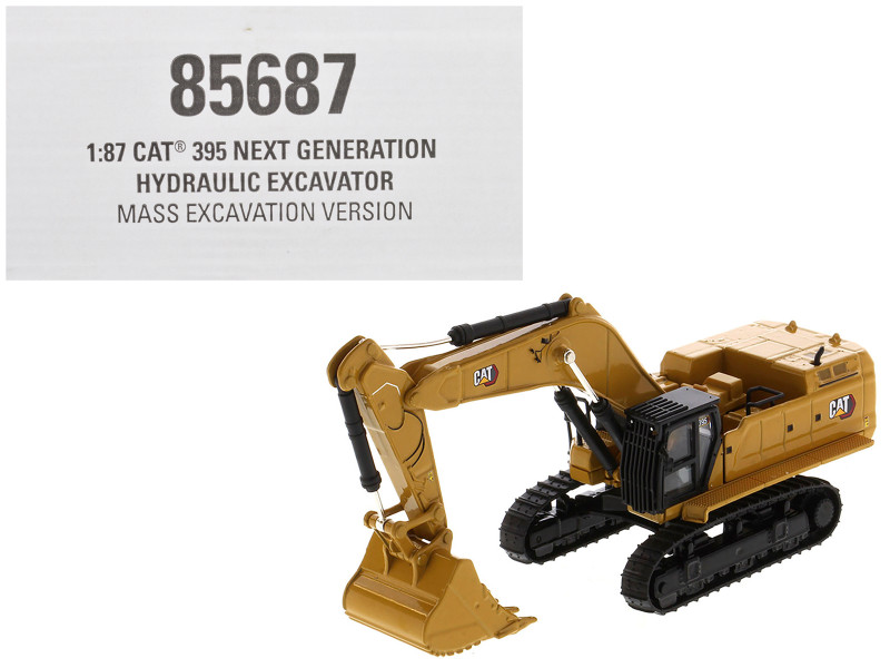 CAT Caterpillar 395 Next Generation Hydraulic Excavator Mass Excavation Version Yellow High Line Series 1/87 HO Scale Diecast Model Diecast Masters 85687