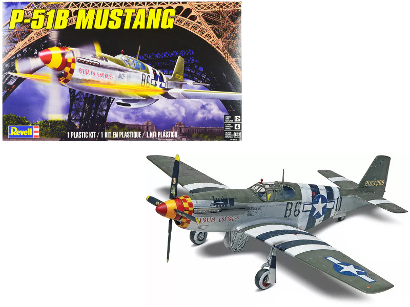 Level 4 Model Kit North American P 51B Mustang Fighter Aircraft 1/32 Scale Model Revell 85-5535