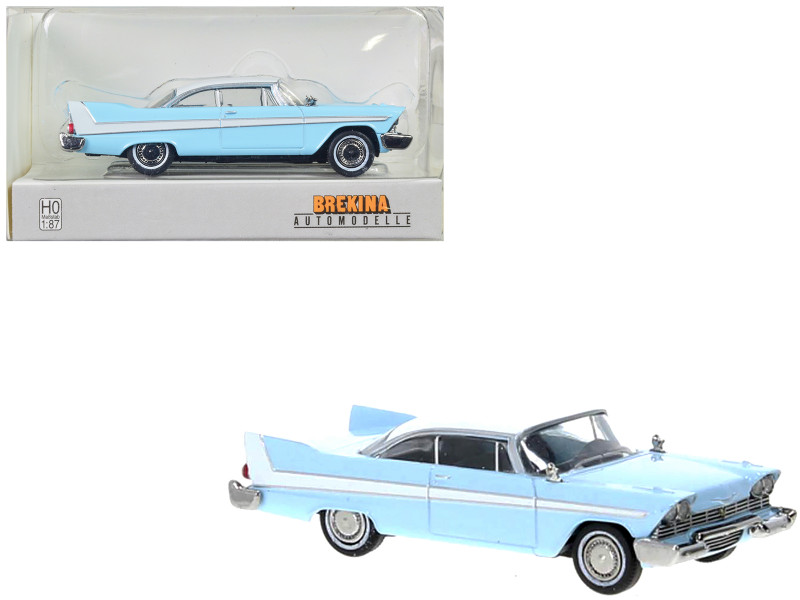 1958 Plymouth Fury Light Blue with White Top 1/87 HO Scale Model Car Brekina BRE19676