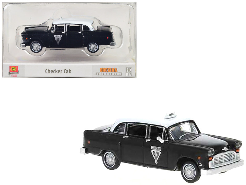 1974 Checker Cab Black and White Winnipeg 1/87 HO Scale Model Car Brekina BRE58933