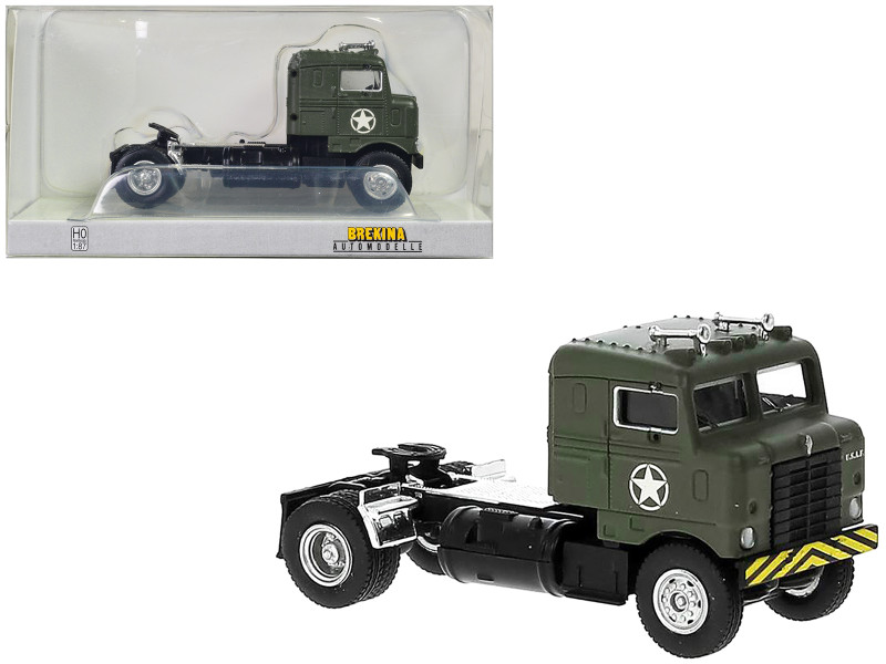 1950 Kenworth Bullnose Truck Tractor Olive Drab United States Air Force 1/87 HO Scale Model Car Brekina BRE85954