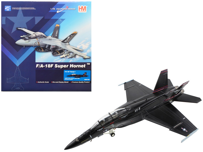 Boeing F A 18F Super Hornet Fighter Aircraft Vandy I VX 9 2023 United States Navy Unarmed Version Air Power Series 1/72 Diecast Model Hobby Master HA5136