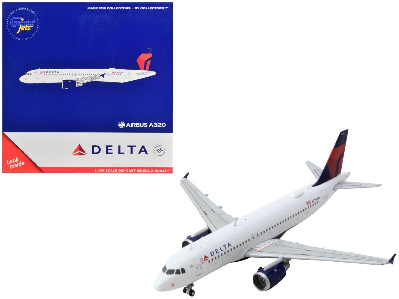 Airbus A320 Commercial Aircraft Delta Air Lines White with Red and Blue Tail 1/400 Diecast Model Airplane GeminiJets GJ2094