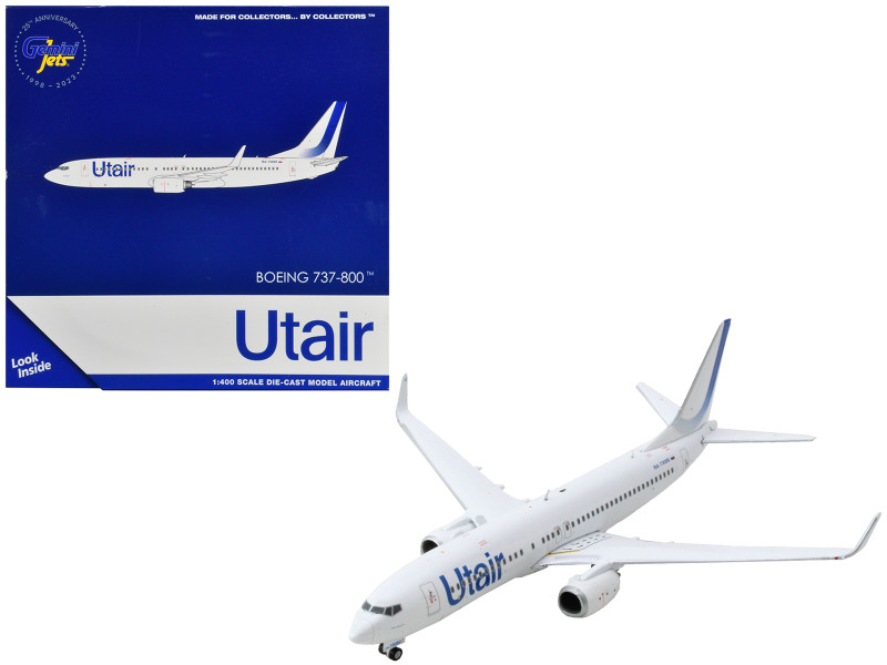 Boeing 737 800 Commercial Aircraft Utair White with Blue Tail Stripes 1/400 Diecast Model Airplane GeminiJets GJ2120