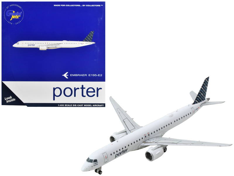 Embraer E195 E2 Commercial Aircraft Porter Airlines White with Blue Tail 1/400 Diecast Model Airplane GeminiJets GJ2198