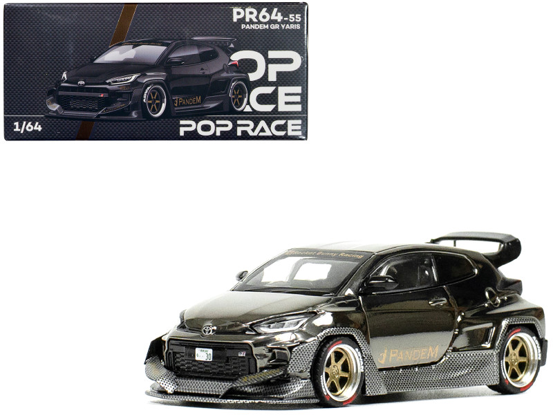 Toyota Pandem GR Yaris RHD Right Hand Drive Dark Chrome 1/64 Diecast Model Car Pop Race PR640055