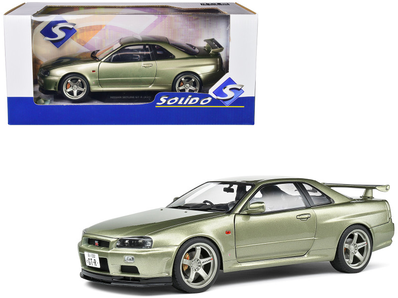 1999 Nissan Skyline GT R R34 RHD Right Hand Drive Green Metallic 1/18 Diecast Model Car Solido S1804308