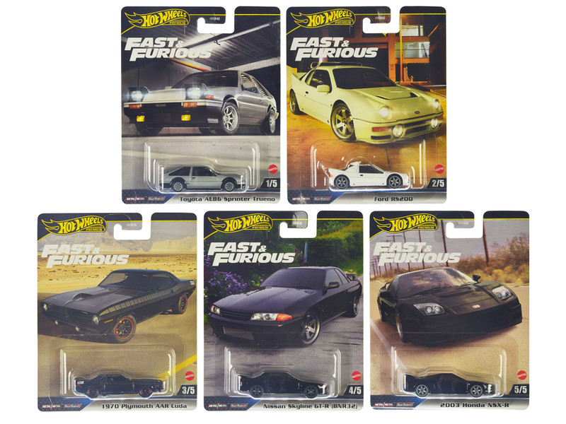 Fast & Furious 2024 5 piece Set E Diecast Model Cars Hot Wheels HNW46-956E