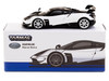 Pagani Huayra BC Bianco Benny White and Black with Blue Stripes Global64 Series 1/64 Diecast Model Tarmac Works T64G-TL014-WH