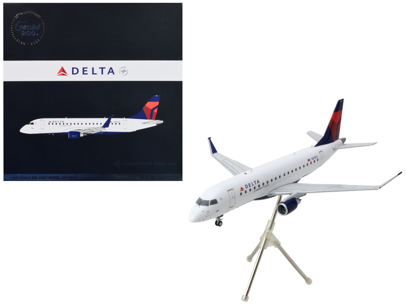 Embraer ERJ 175 Commercial Aircraft Delta Connection White with Blue and Red Tail Gemini 200 Series 1/200 Diecast Model Airplane GeminiJets G2DAL1025

