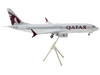 Boeing 737 MAX 8 Commercial Aircraft Qatar Airways Gray and White with Tail Graphics Gemini 200 Series 1/200 Diecast Model Airplane GeminiJets G2QTR1243