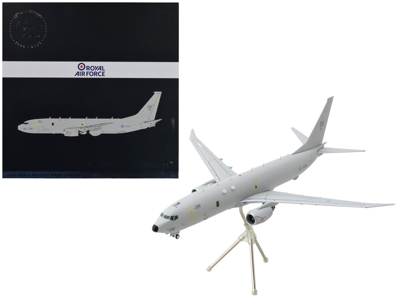 Boeing P 8 Poseidon Patrol Aircraft UK Royal Air Force Gray Gemini 200 Series 1/200 Diecast Model Airplane GeminiJets G2RAF1227