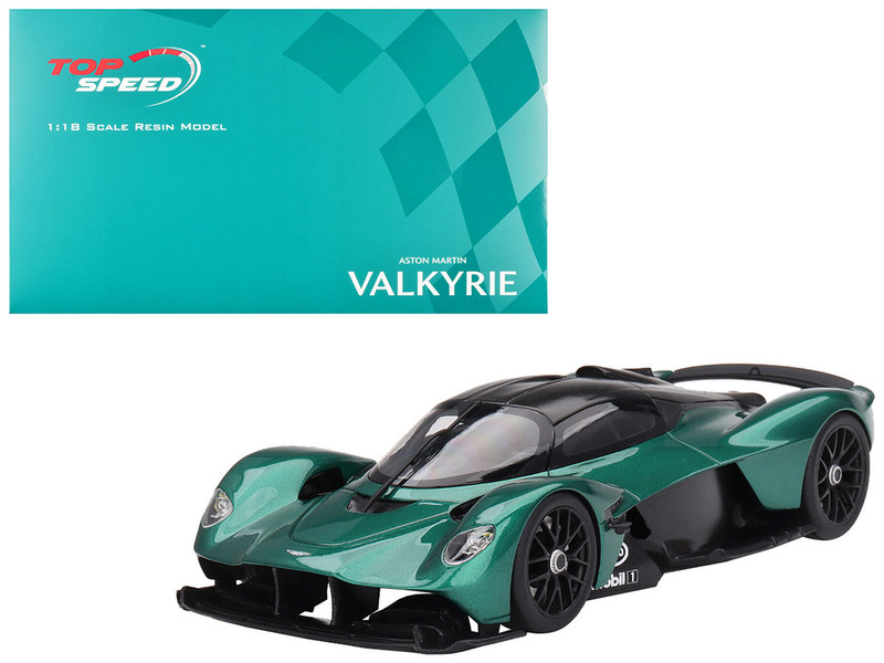 Aston Martin Valkyrie Aston Martin Racing Green Metallic with Black Top 1/18 Model Car Top Speed TS0479