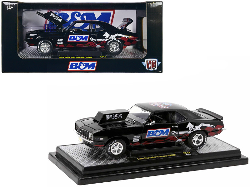 1969 Chevrolet Camaro SS RS Black B&M Racing Limited Edition to 6650 pieces Worldwide 1/24 Diecast Model Car M2 Machines 40300-112B