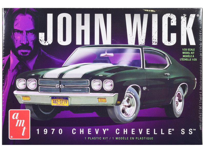 Skill 2 Model Kit 1970 Chevrolet Chevelle SS John Wick 2014 Movie 1/25 Scale Model AMT AMT1453M