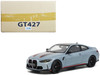 2022 BMW M4 CSL Gray Metallic with Black and Red Stripes and Black Top 1/18 Model Car GT Spirit GT427