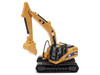 Kenworth T880 SBFS Sleeper Tandem Tractor Black with Lowboy Trailer and CAT 320D L Hydraulic Excavator Yellow 1/87 HO Diecast Model Diecast Masters 84420