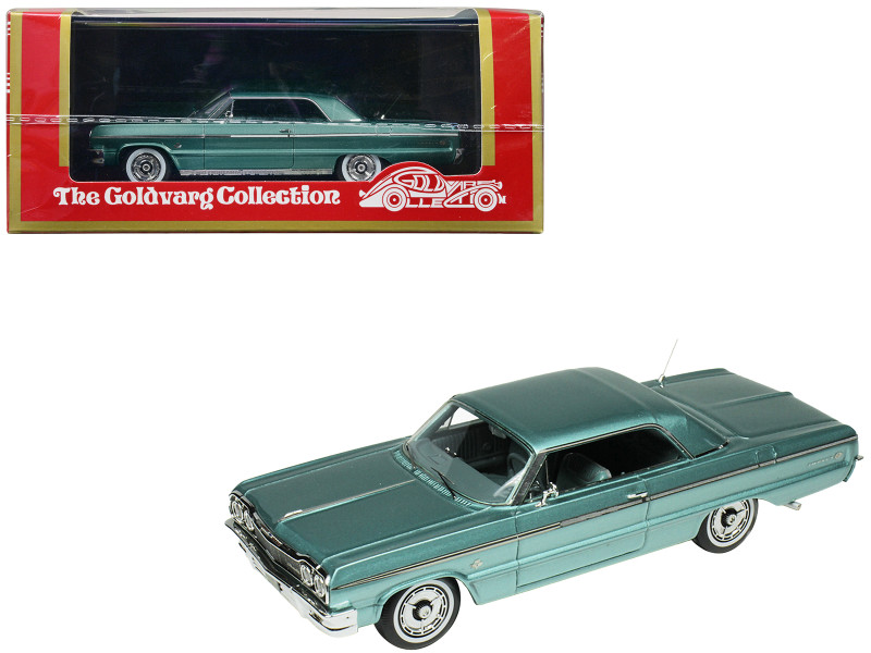 1964 Chevrolet Impala Azure Aqua Blue Metallic with Blue Interior Limited Edition to 200 pieces Worldwide 1/43 Model Car Goldvarg Collection GC-073B