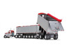 Kenworth W900L Day Cab and East Michigan Series 31 and 20 End Dump Trailers Viper Red and Silver 1/64 Diecast Model DCP/First Gear 60-1632