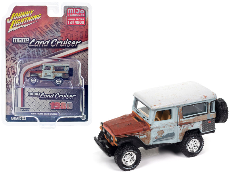 1980 Toyota Land Cruiser Gray and Red Primer Weathered Limited Edition to 4800 pieces Worldwide 1/64 Diecast Model Car Johnny Lightning JLCP7463