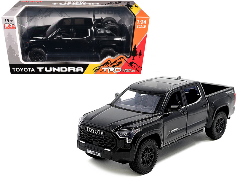 2023 Toyota Tundra TRD 4x4 Pickup Truck Black with Sunroof and Wheel Rack 1/24 Diecast Model Car H08555R-BK