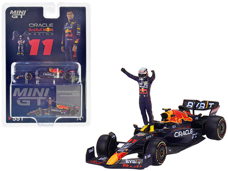 Red Bull Racing RB18 #11 Sergio Perez Oracle Winner Monaco GP 2022 with Driver Figure Limited Edition 1/64 Diecast Model Car True Scale Miniatures MGT00551