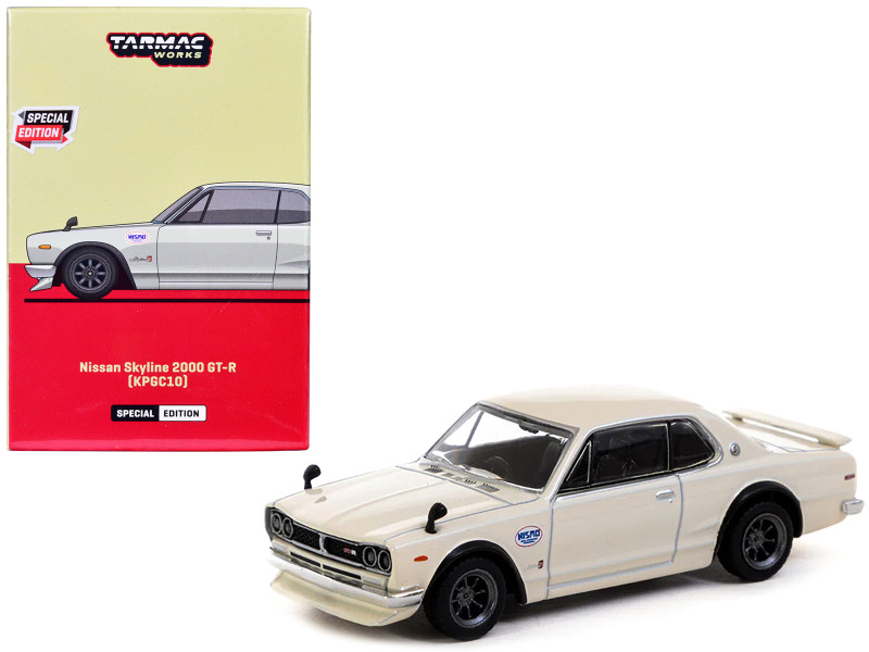 Nissan Skyline 2000GT R KPGC10 RHD Right Hand Drive Ivory White Japan Special Edition Global64 Series 1/64 Diecast Model Car Tarmac Works T64G-043-WH