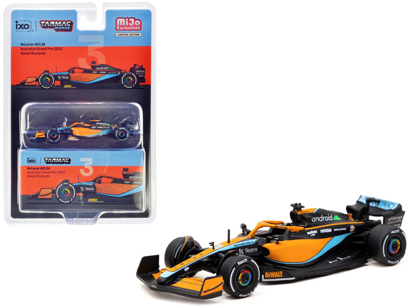 McLaren MCL36 #3 Daniel Ricciardo Formula One F1 Australian GP 2022 Global64 Series 1/64 Diecast Model Car Tarmac Works T64G-F041-DR1