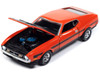 1971 Ford Mustang Boss 351 Calypso Coral Orange with Black Hood and Stripes Mecum Auctions Limited Edition to 2496 pieces Worldwide Premium Series 1/64 Diecast Model Car Auto World AWSP159