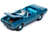 1971 Plymouth Barracuda Convertible Blue Fire Metallic with Blue Interior Mecum Auctions Limited Edition to 2496 pieces Worldwide Hobby Exclusive Series 1/64 Diecast Model Car Johnny Lightning JLSP375