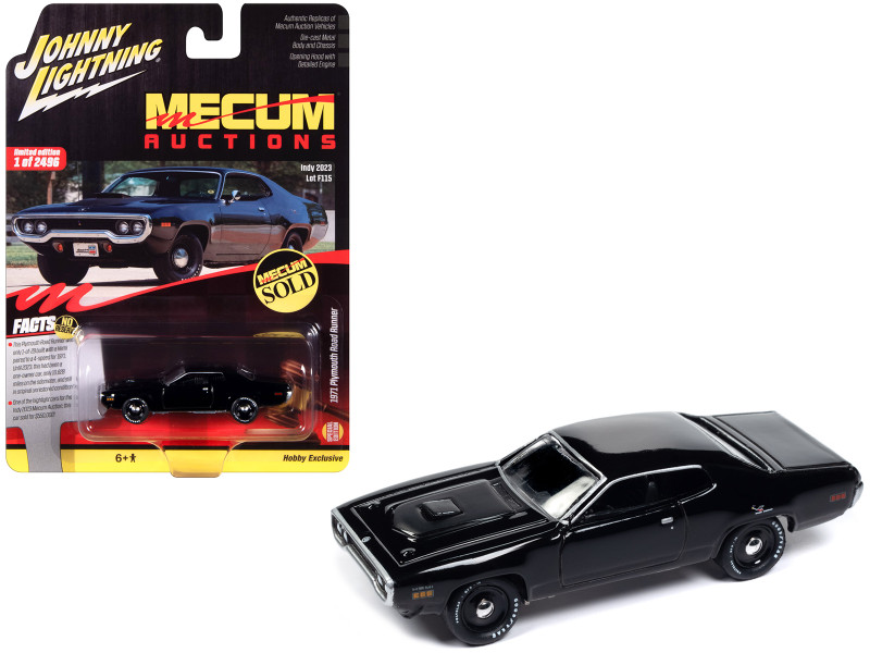 1971 Plymouth Road Runner Black Mecum Auctions Limited Edition to 2496 pieces Worldwide Hobby Exclusive Series 1/64 Diecast Model Car Johnny Lightning JLSP377