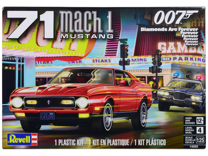 Level 4 Model Kit 1971 Ford Mustang Mach 1 James Bond 007 Diamonds Are Forever 1971 Movie 1/25 Scale Model Revell 14555