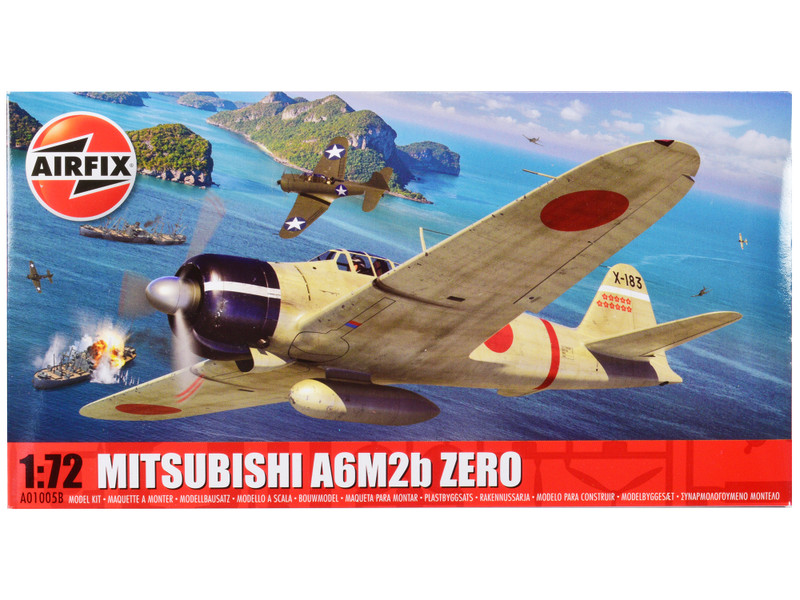 Level 1 Model Kit Mitsubishi A6M2b Zero Fighter Aircraft 1/72 Plastic Model Kit Airfix A01005B