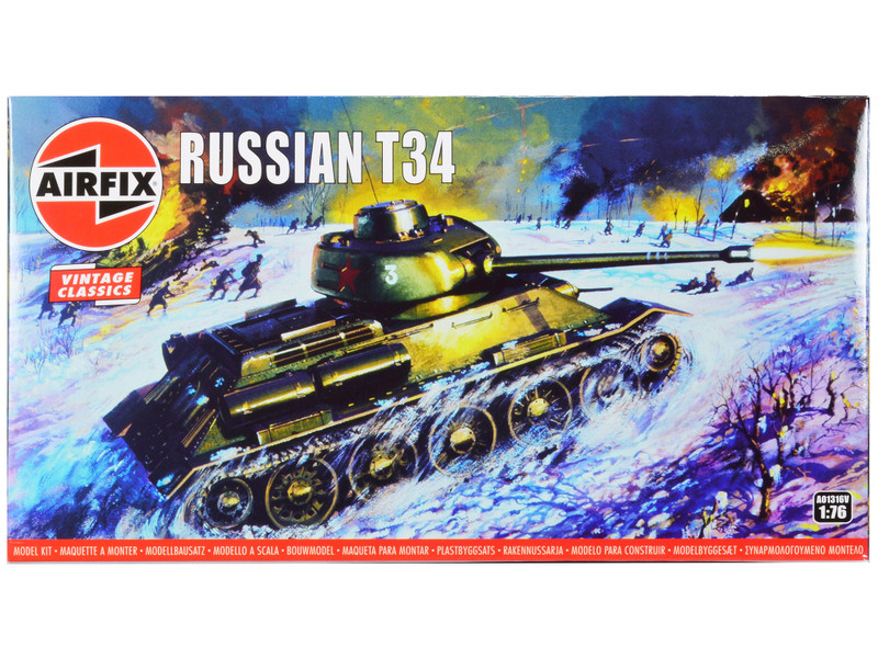Level 2 Model Kit Russian T34 Tank 1/76 Plastic Model Kit Airfix A01316V